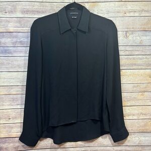 Theory Black Silk Long Sleeved Blouse Size Small
